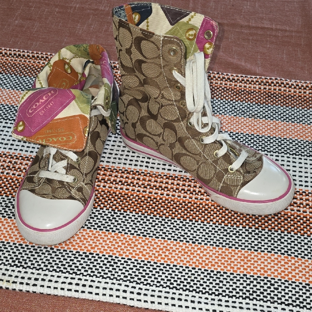 Coach High-Top Sneakers - Brown and Pink